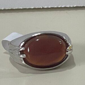 Contemporary Silver Ring with Reddish Brown Gemstone​
